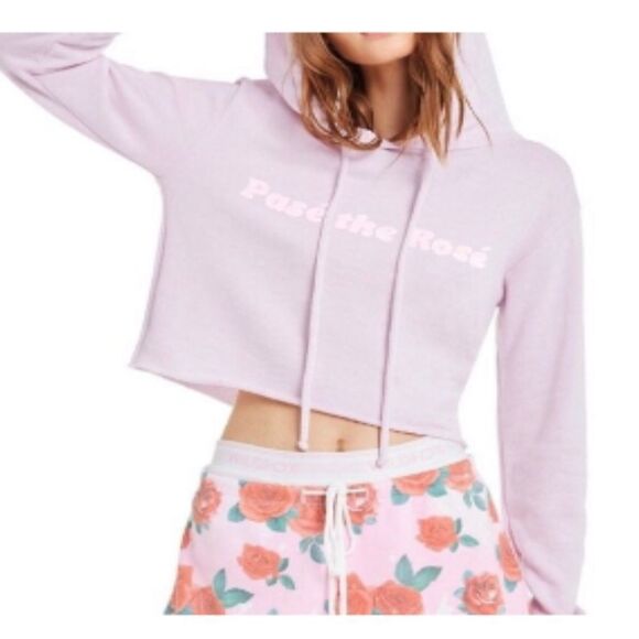 WILDFOX Pasé The Rosé Ivy Hoodie Crop NWT S - Picture 1 of 7